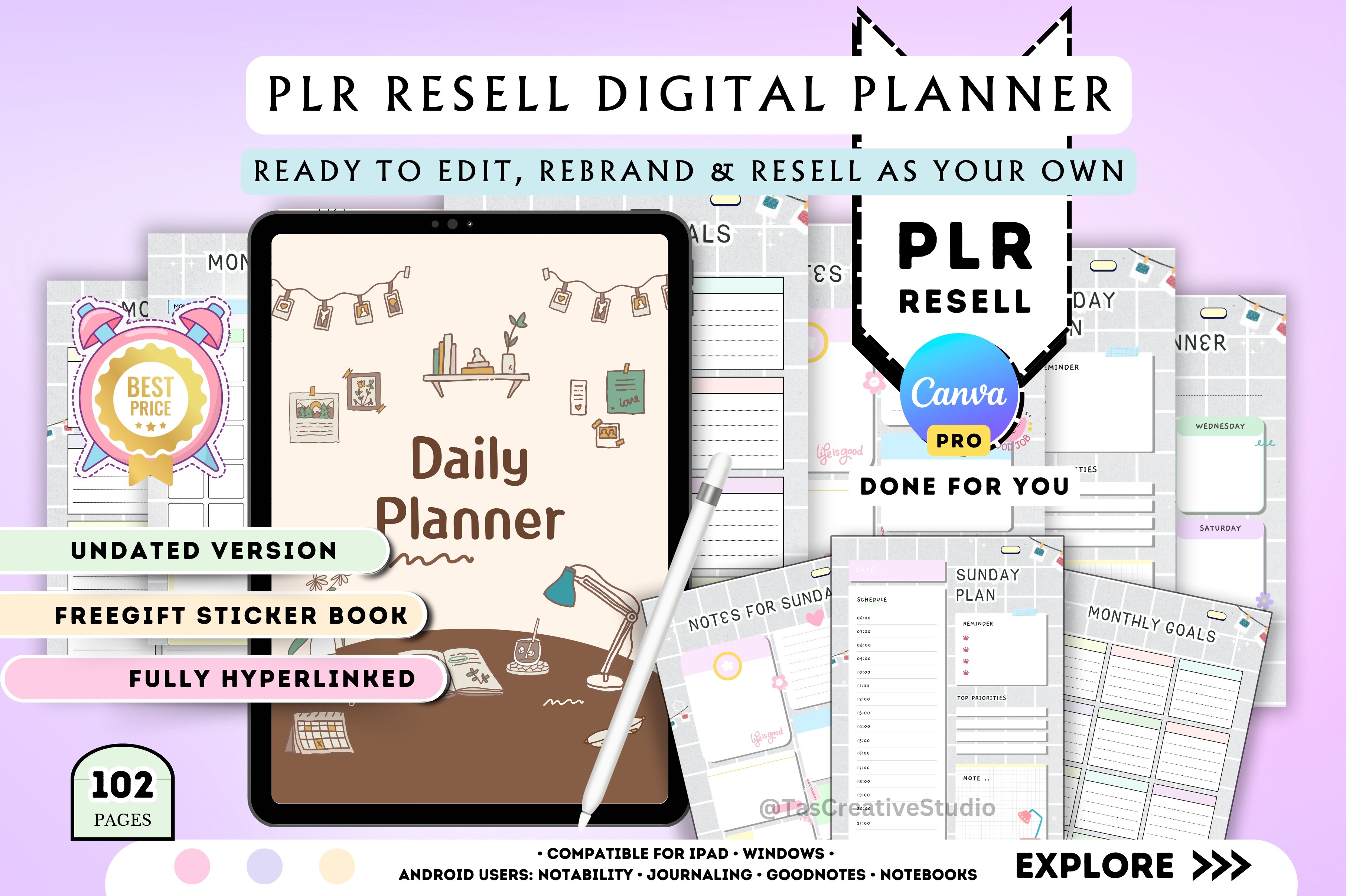 Undated PLR Canva Planner for Shops Graphic by Tas Creative Studio ...