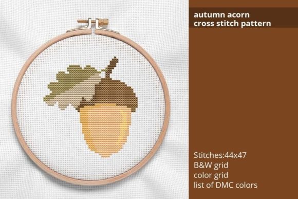 Autumn Acorn Cross Stitch Pattern