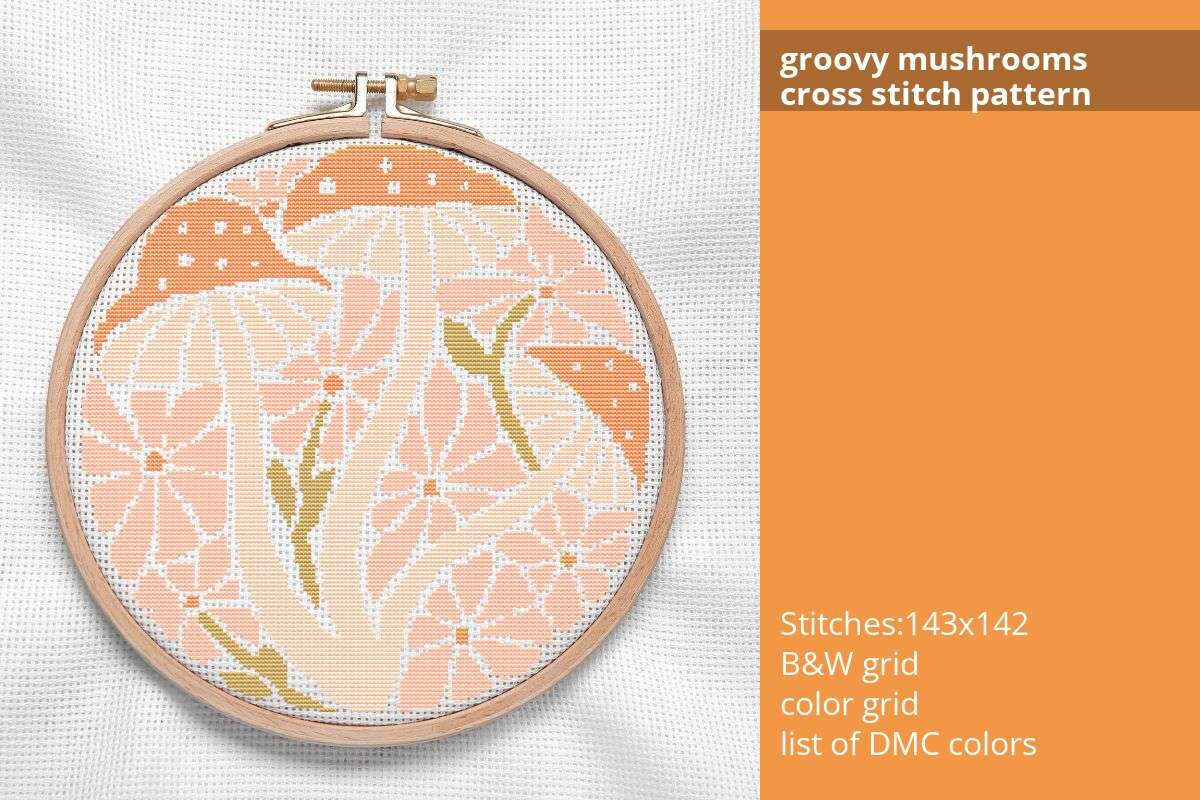 Groovy Mushrooms Cross Stitch Pattern