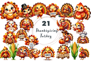 Cute Thanksgiving Turkey Clipart Graphic by Skye Design · Creative Fabrica