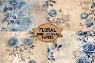 Faded Blue Rose Vintage Digital Papers Graphic by Sarah · Creative Fabrica
