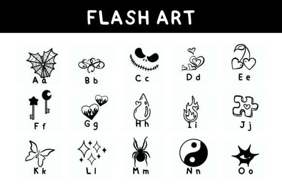 Flash Art Font PNG with transparent background - Preview 1