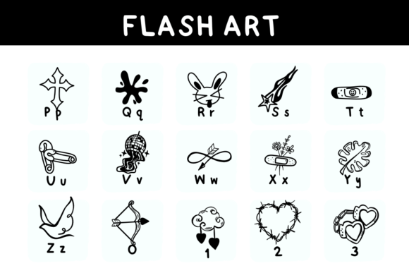 Flash Art Font PNG with transparent background - Preview 2
