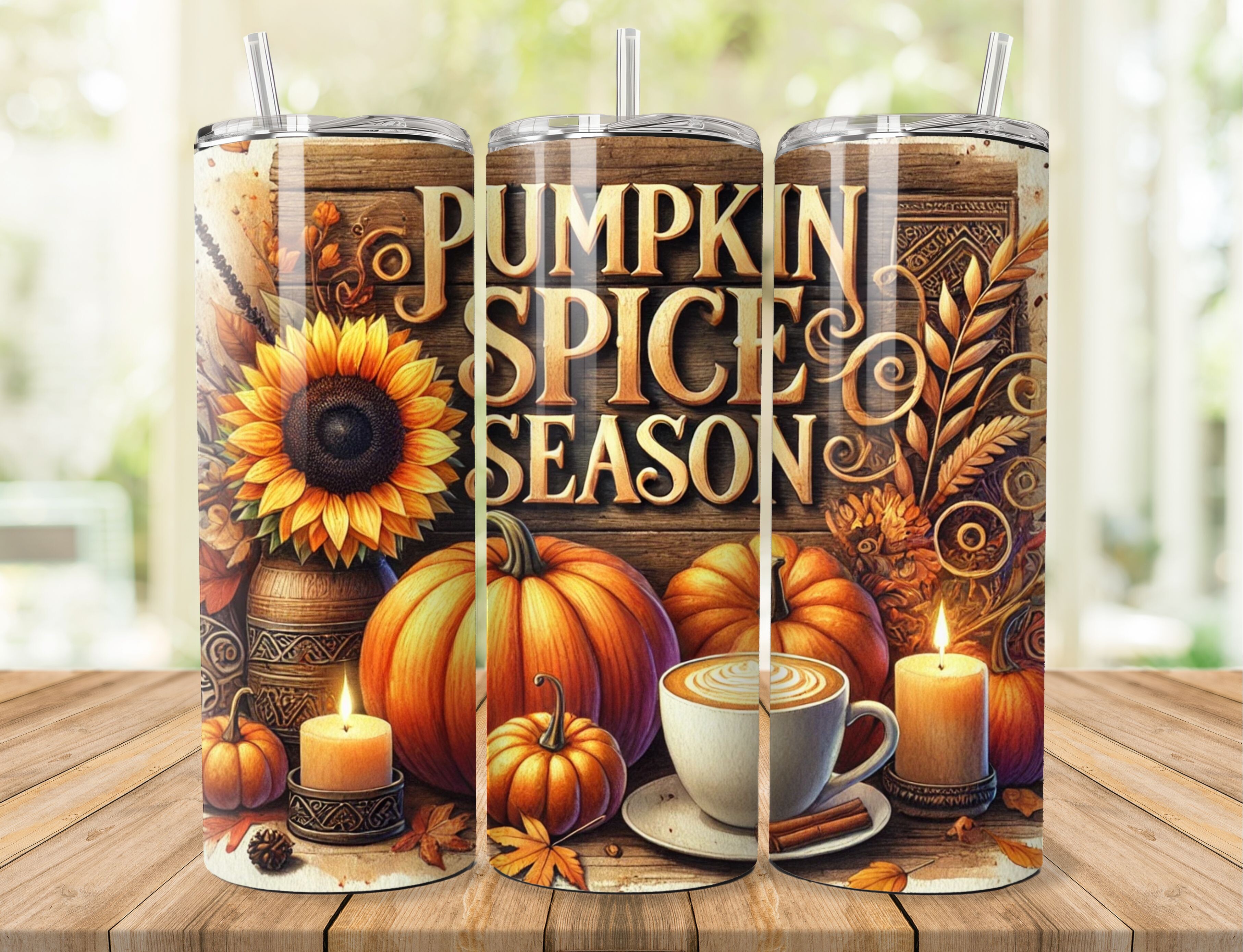 Pumpkin Spice Season Autumn Tumbler Wrap Graphic by Farook Art ...