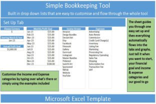 Simple Bookkeeping Spreadsheet Excel Graphic by veritastemplates ...