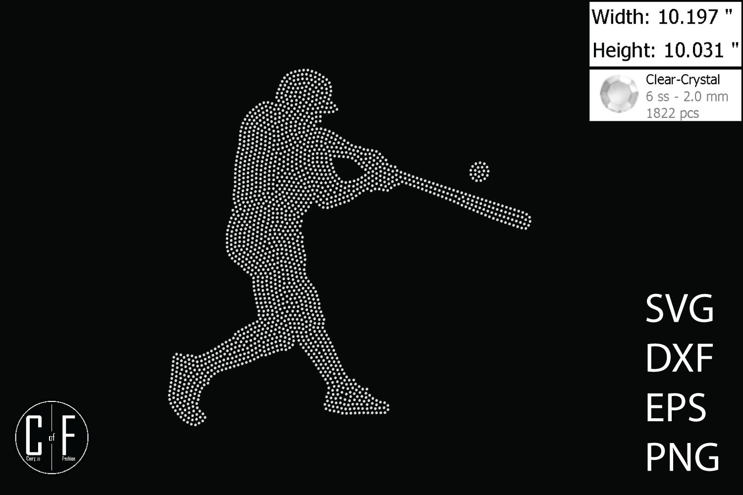 Baseball Player Rhinestone Template Graphic by campusoffashion ...