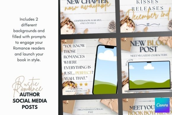 Canva Romance Author Social Templates