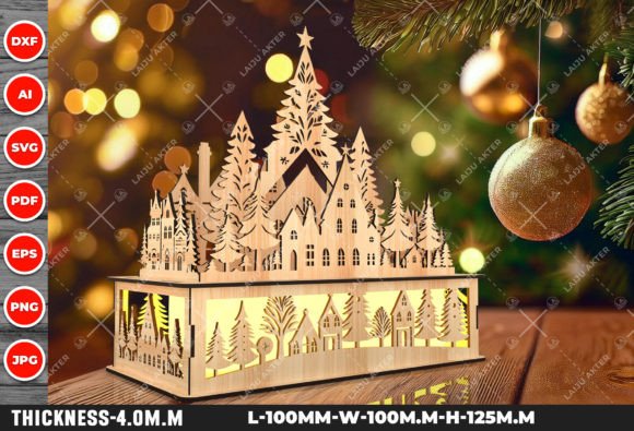 Christmas Laser cut Wooden Village Scene laser cut file