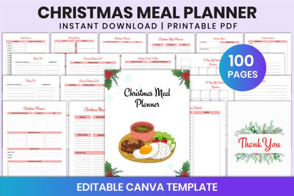 Editable Christmas Meal Planner Canva