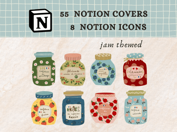 Jam Jar Notion Icons, Notion Covers Pack