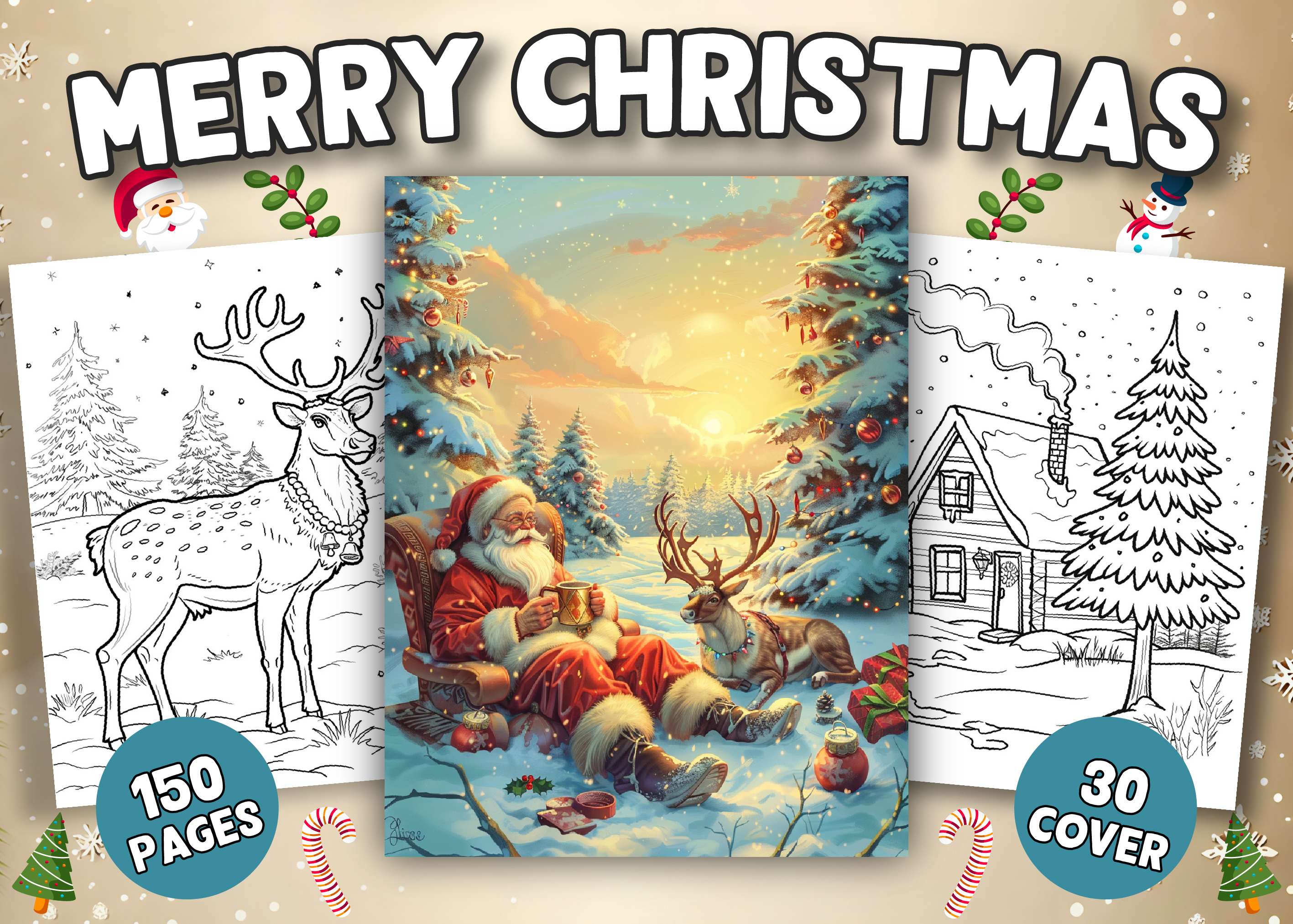 Merry Christmas Coloring Book for Adults