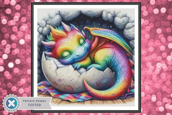 Rainbow Dragon Cross Stitch Pattern PDF