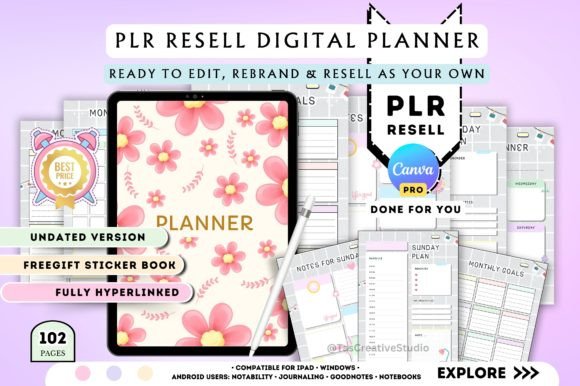 Undated Canva PLR Planner - Editable