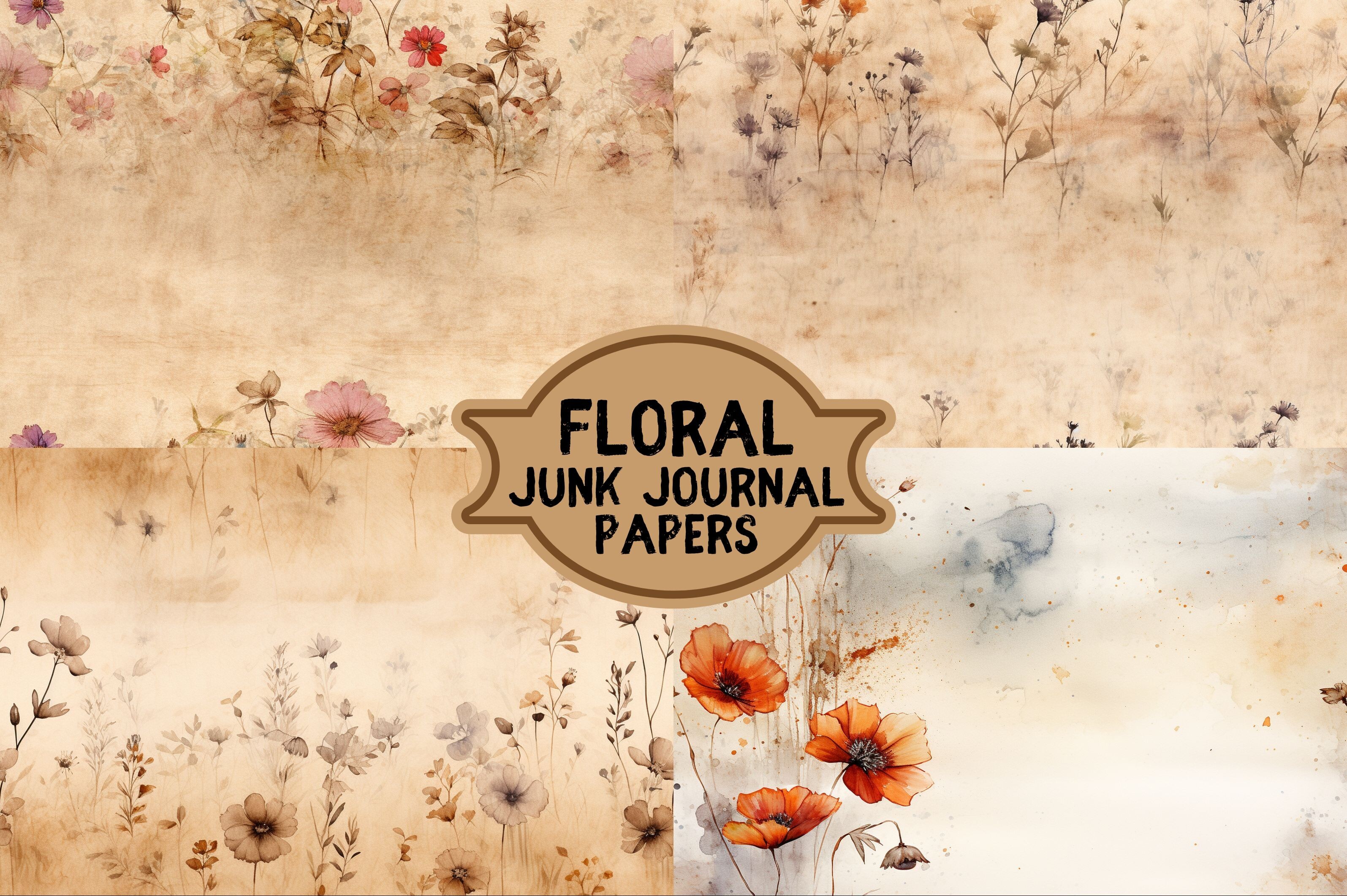 Wildflower Junk Journal Papers Graphic by Sarah · Creative Fabrica
