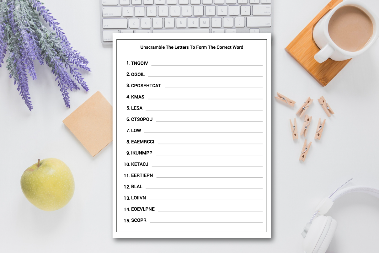 Word Scramble Puzzle for Kindergarten Graphic by MOF92 · Creative Fabrica