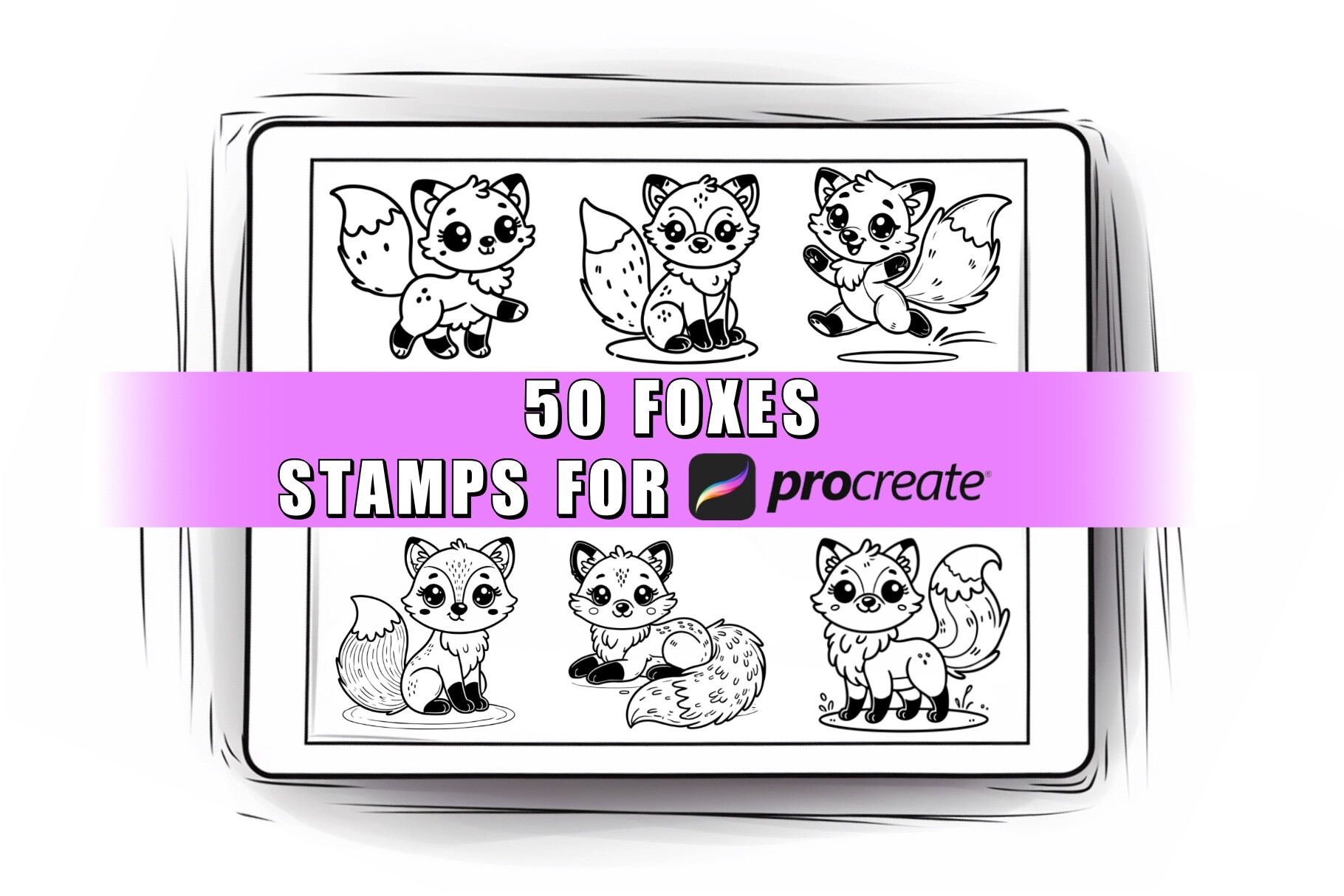 50 Fox Procreate Stamps Graphic by ProcreateSale · Creative Fabrica