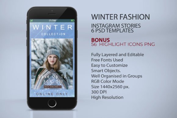 6 Winter Instagram Stories Sale Template