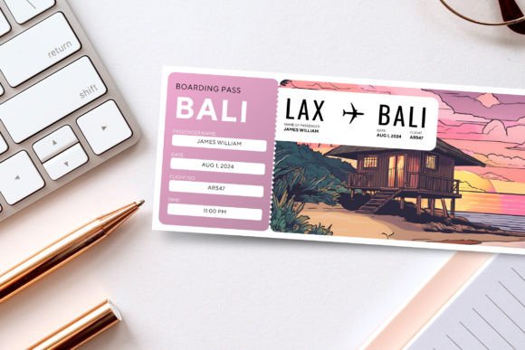 Bali Boarding Ticket Canva Template
