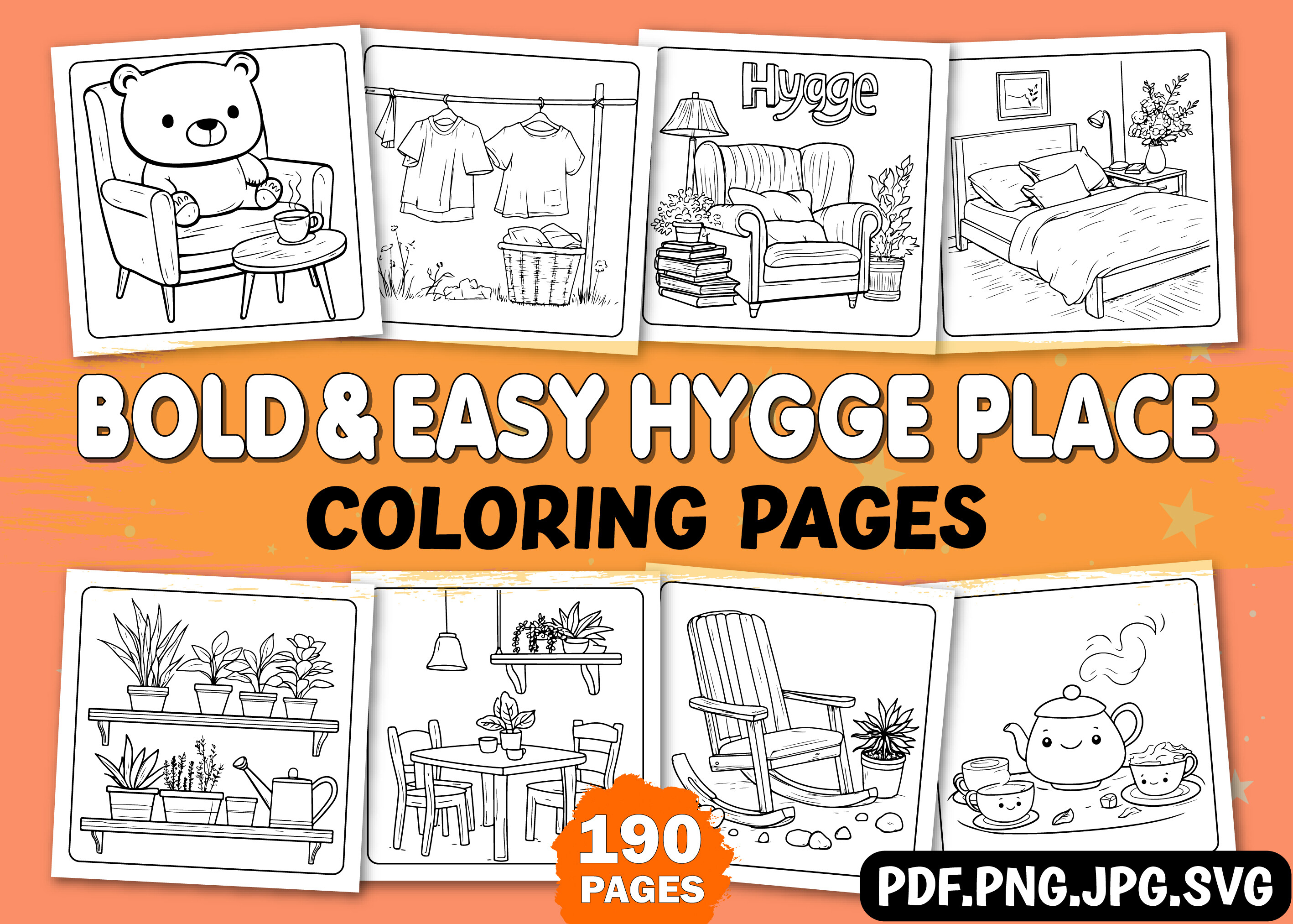 Bold and Easy Hygge Place Coloring Pages Graphic by KDP PRO DESIGN ...