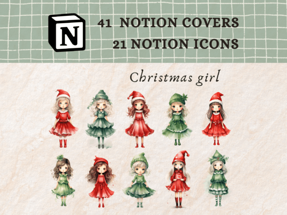 Christmas Girl Notion Icons