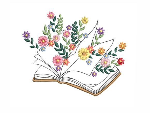 Flower Book Schule & Bildung Embroidery Design By LizaEmbroidery