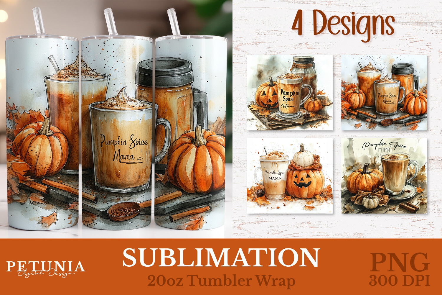 Pumpkin Spice Mama 20oz Tumbler Wrap Graphic by petuniadigitaldesign ...