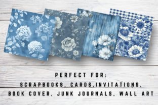 Vintage Blue Floral Digital Paper Graphic by BreezyBlissArt · Creative ...