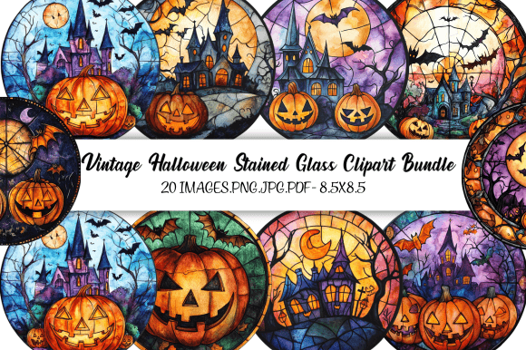 Vintage Halloween Stained Glass