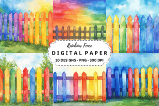 Watercolor Rainbow Fence Background Graphic by pcudesigns · Creative ...
