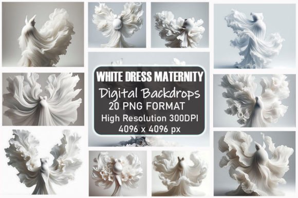 Preview of White Dress Maternity Digital Backdrops digital backdrop