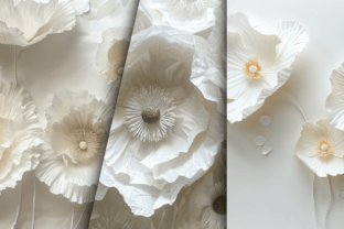 White Poppy Flower Digital Paper Bundle Graphic by Regulrcrative ...