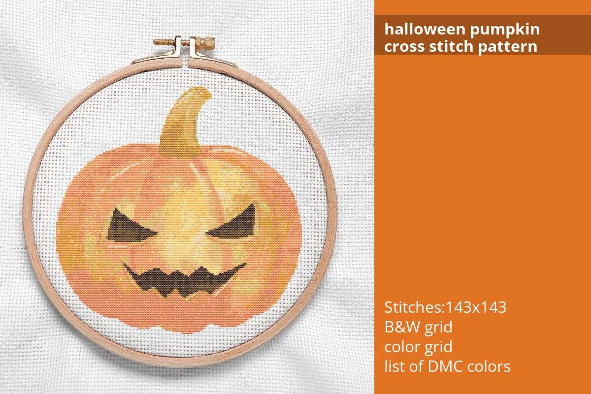 Halloween Pumpkin Cross Stitch Pattern