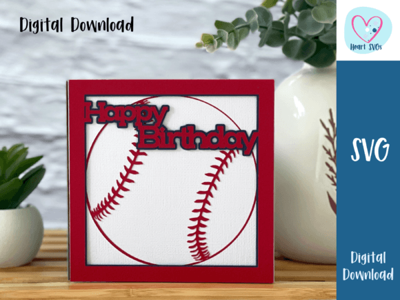 Baseball Happy Birthday Card SVG