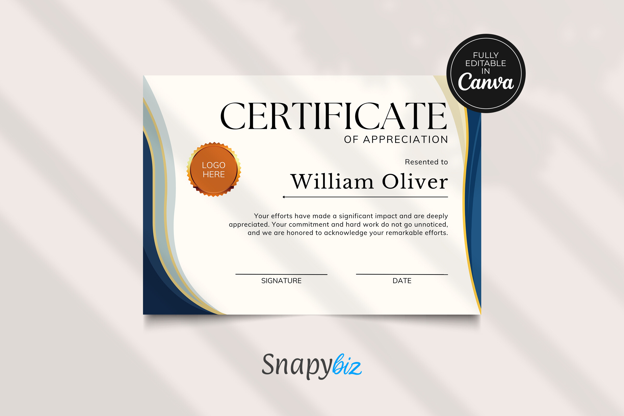 Certificate of Appreciation Template Graphic by SnapyBiz · Creative Fabrica