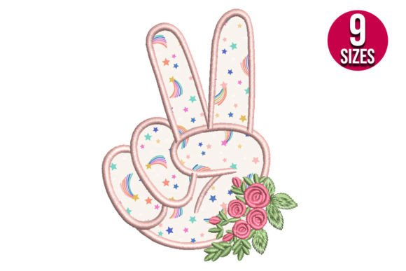 Floral Peace Sign Applique