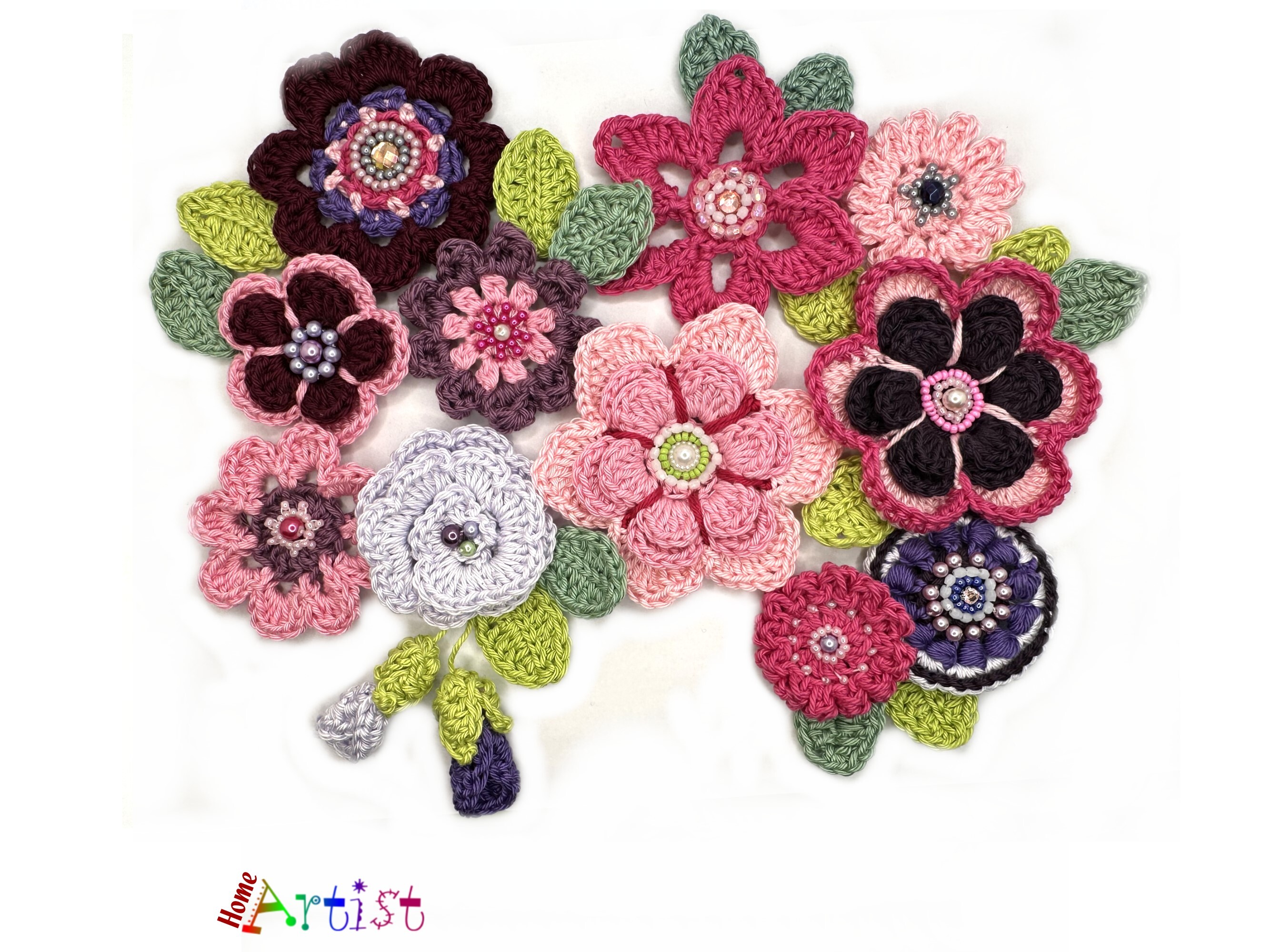 Flowers Set 2 Crochet Applique Pattern