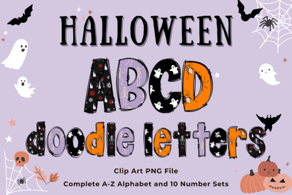Halloween Doodle Alphabet Letters PNG16 Graphic Illustrations By paepaeshop168
