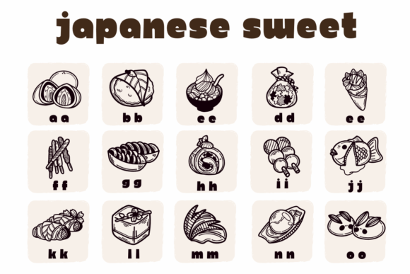 Japanese Sweets Font PNG with transparent background - Preview 1