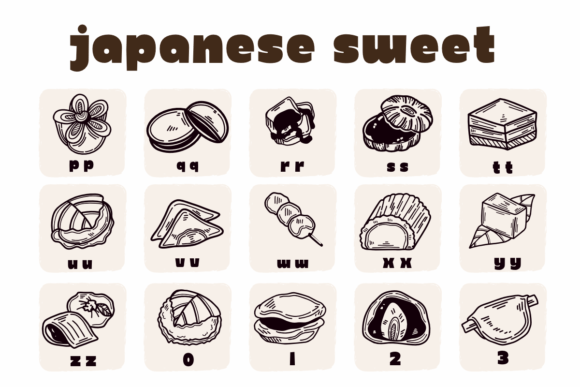 Japanese Sweets Font PNG with transparent background - Preview 2