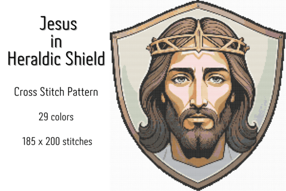 Jesus in Heraldic Shield Cross Stitch