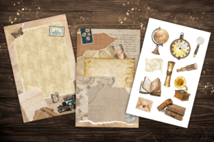 Junk Journal Vintage Pages and Stickers Graphic by Sasyall Graphics ...