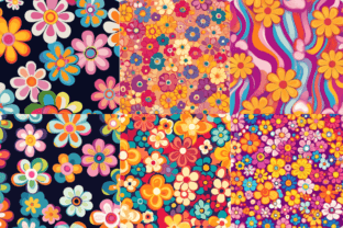 Retro Flowers Seamless Papers Graphic by swiftyslice · Creative Fabrica