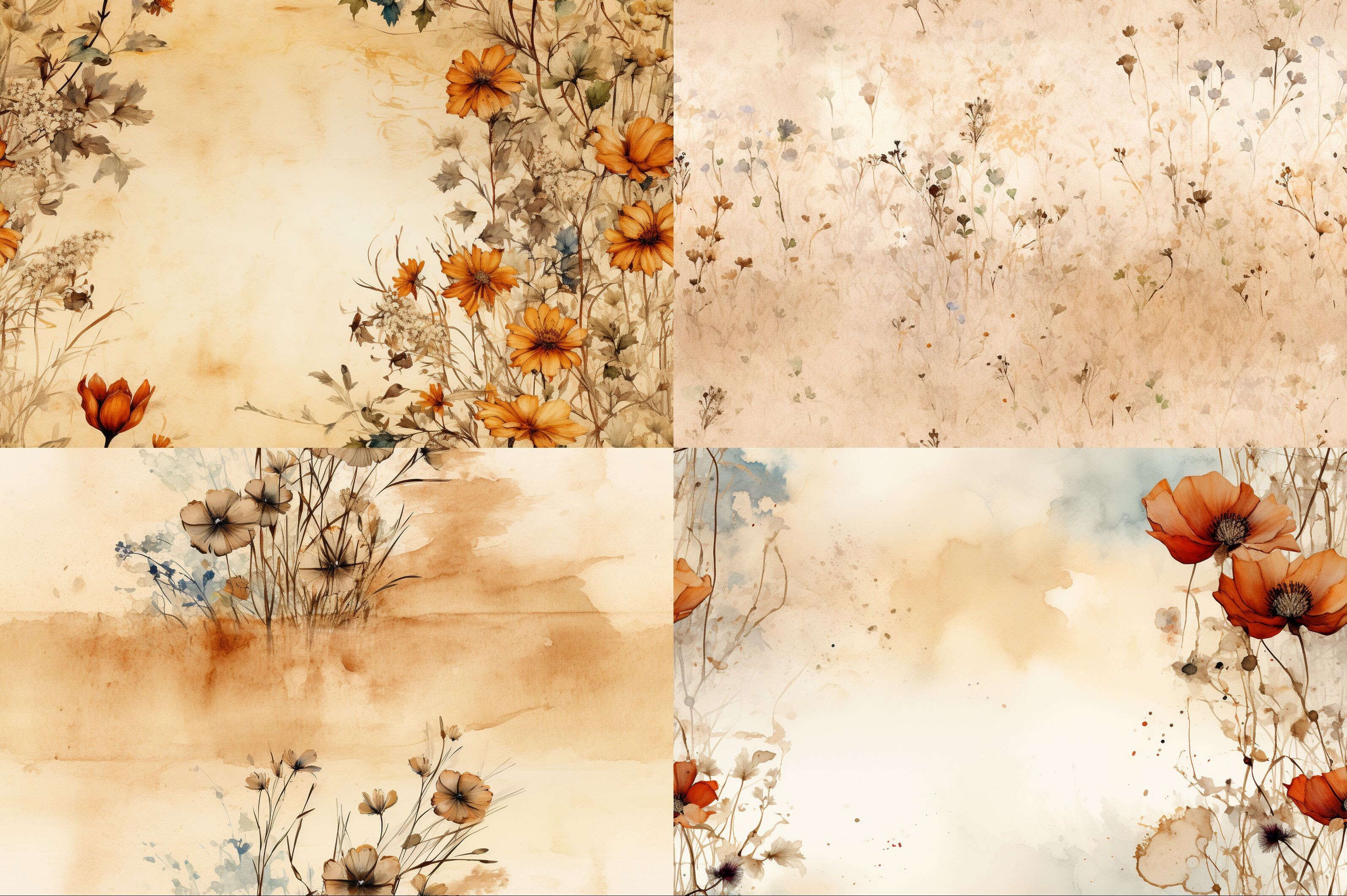Vintage Wildflowers Junk Journal Kit Graphic by Sarah · Creative Fabrica