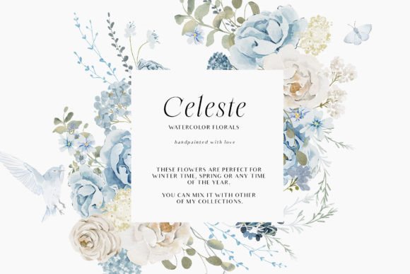 Watercolor Blue Flowers Clipart Png
