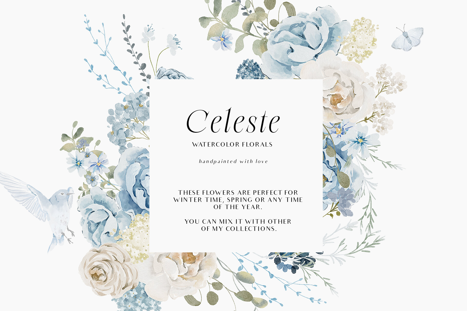 Watercolor Blue Flowers Clipart Png