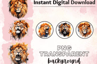 Watercolor Lion PNG Clipart Bundle Graphic by DigiDreamWorld · Creative ...