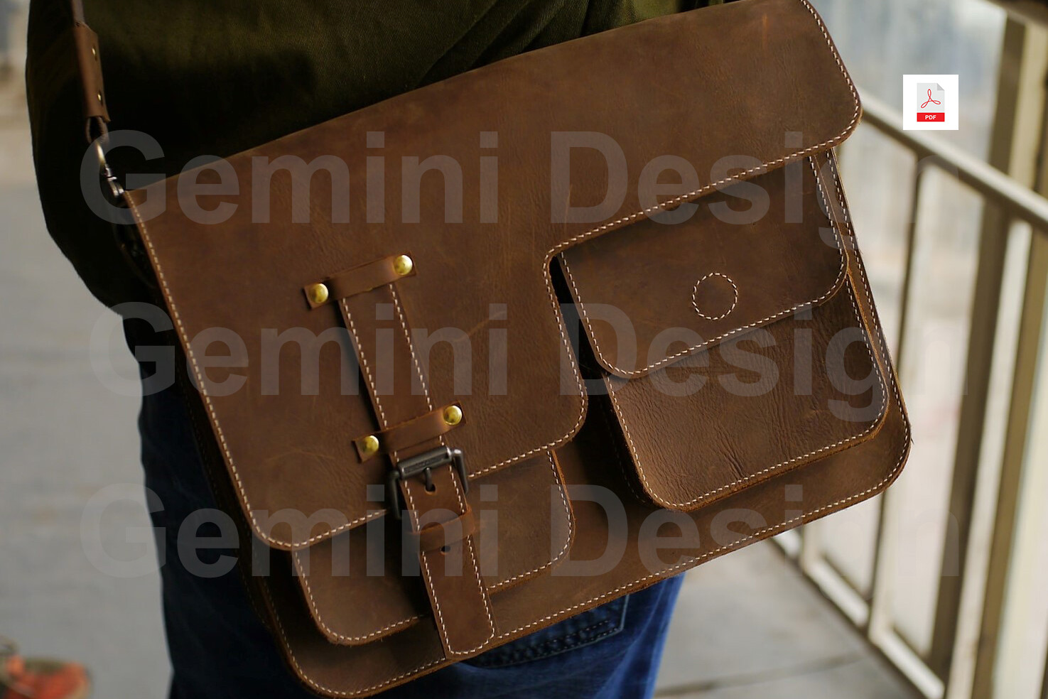 Leather Pattern Messenger Bag, DIY PDF