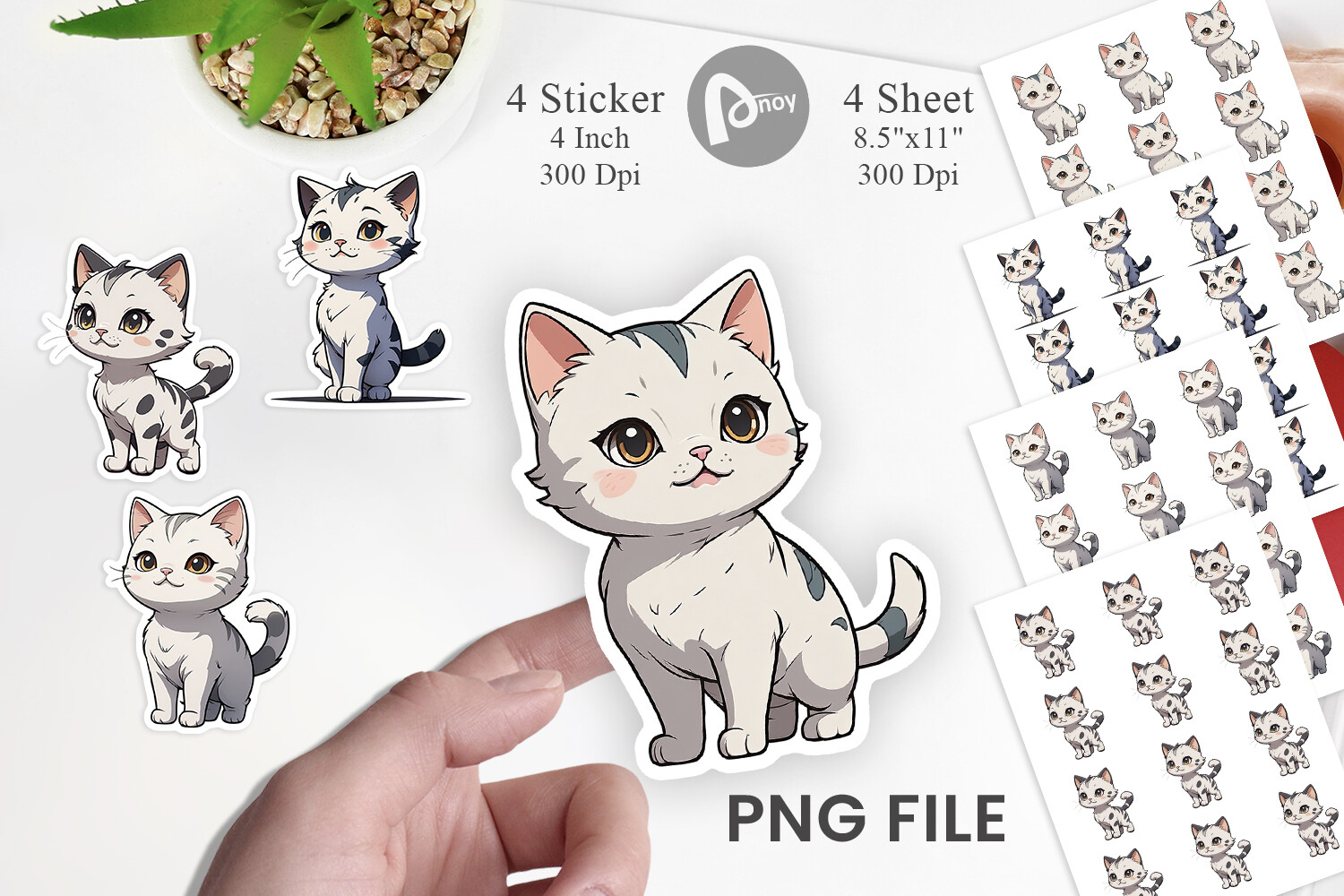 Sticker Cute Cat Graphic by Artnoy · Creative Fabrica