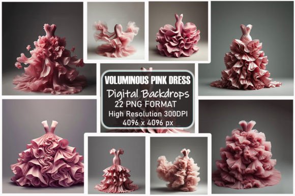 Preview of Voluminous Pink Dress Digital Backdrops digital backdrop