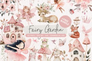 Watercolor Fairy Garden Clipart Bundle Graphic by KyoshiDigitals ...